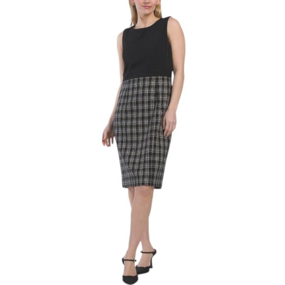 KASPER Dresses & Skirts - KASPER Sheath Mini Dress With Tweed Skirt